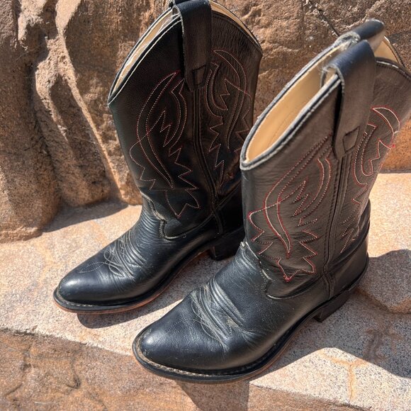 Cody James - Kids - Western Black Leather Cowboy Boots - Size 4 - Picture 3 of 10